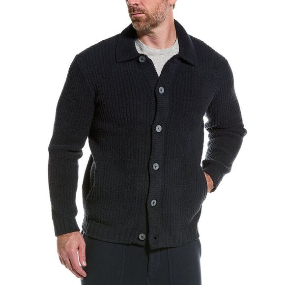 Barefoot Dreams MensCozychic Elbow Patch Cardigan Blue